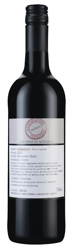 Hand Select Cleanskin McLaren Vale Cabernet Sauvignon 2021